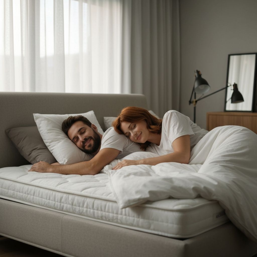 Couple sleeping peacefully on a Serta mattress