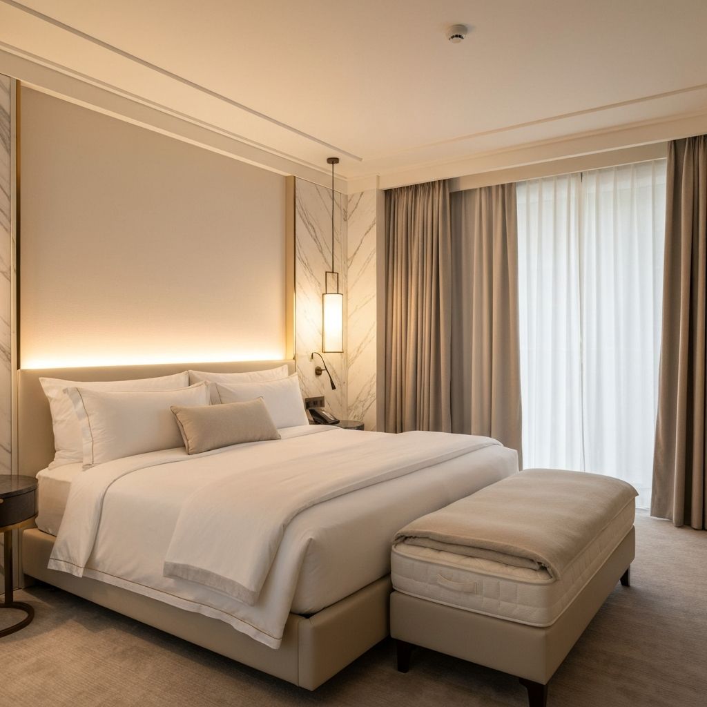 Five-star hotel bedroom featuring Serta mattress